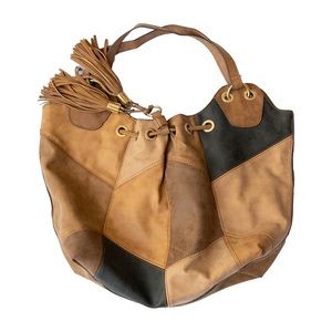 Patchwork Brown Vegan Leather Bag